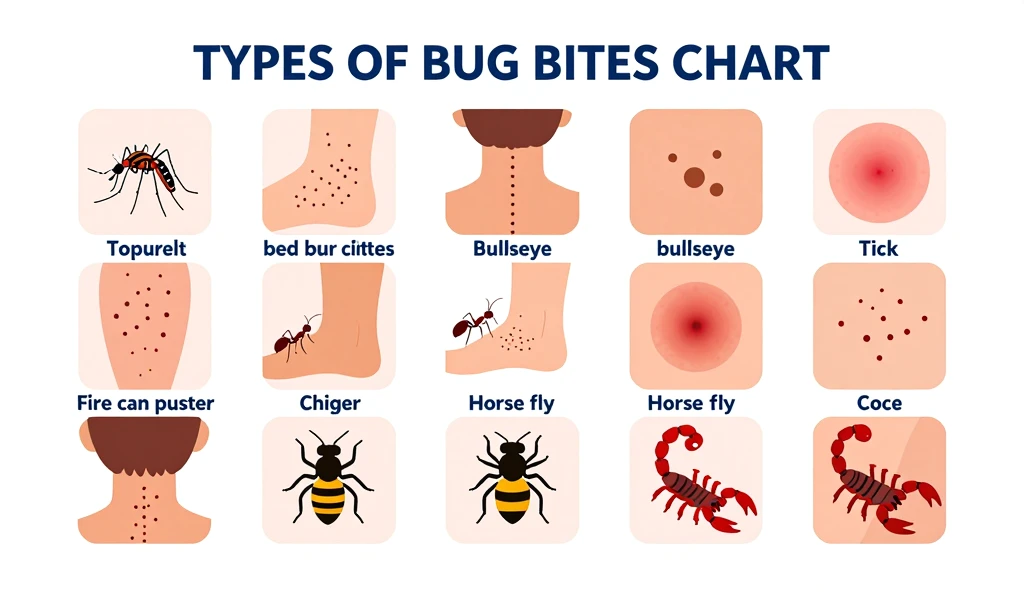 Types of Bug Bites Chart Explained: Pictures, Symptoms, and Treatment Guide